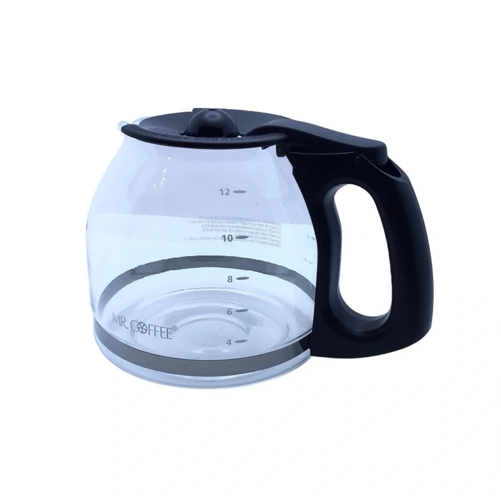 Mr. Coffee 12-Cup Replacement Carafe Glass Pot Black Handle-PLD12-RB4-(No Box)